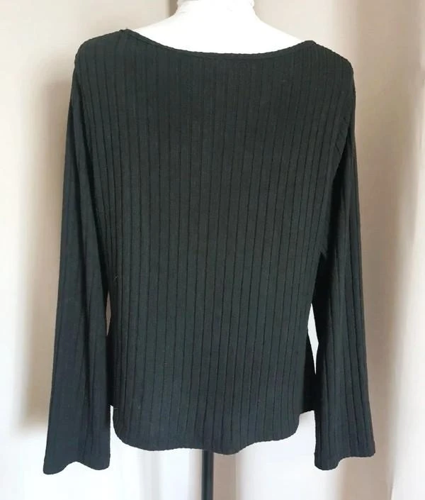 Top negro plisado de manga larga 44/46 - 3XL – photo 6
